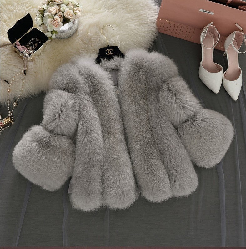 Faux Fur Womens Coat Faux Fur Short Stitching Artificial Fur