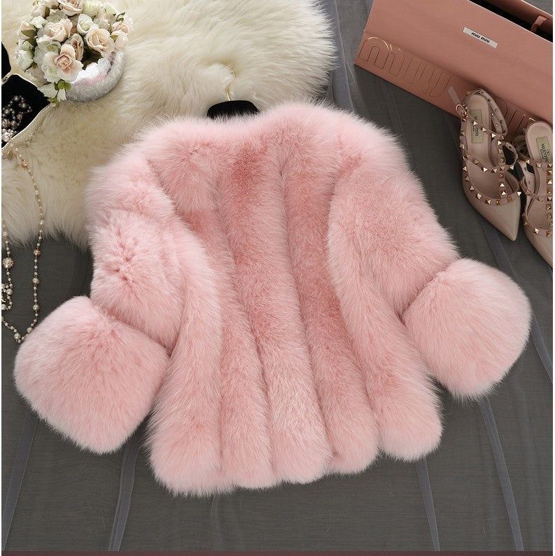 Faux Fur Womens Coat Faux Fur Short Stitching Artificial Fur