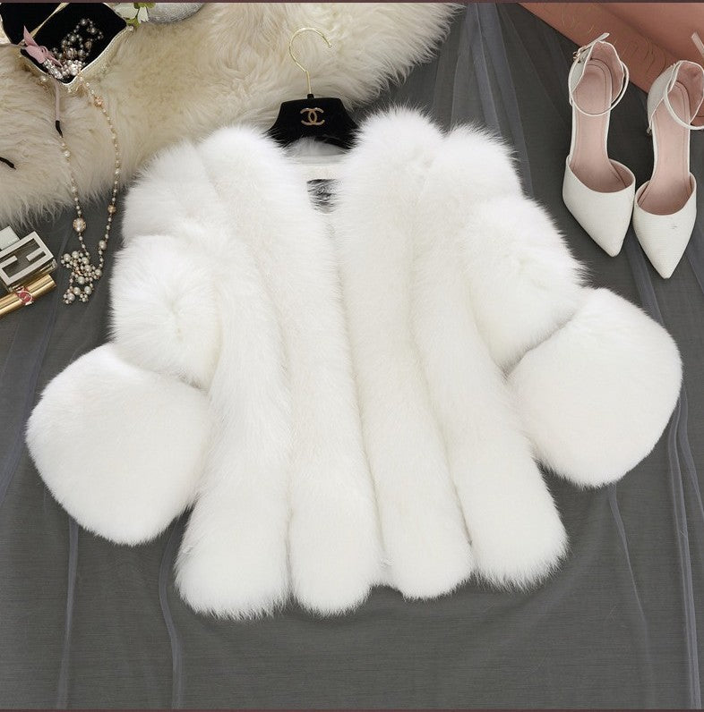 Faux Fur Womens Coat Faux Fur Short Stitching Artificial Fur