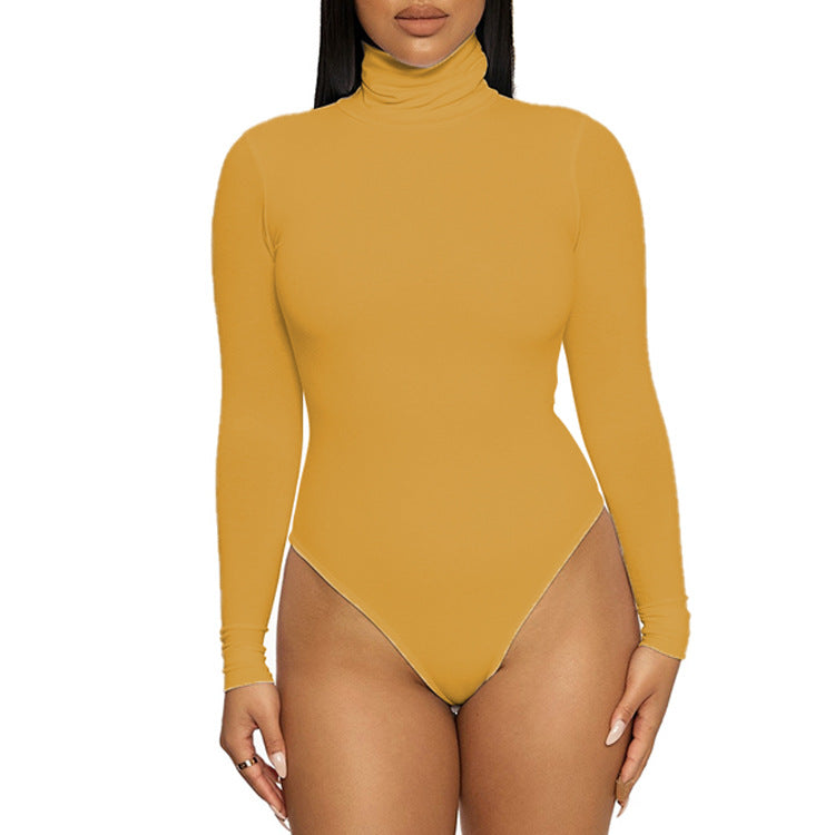 Autumn Winter Base Base Women Clothing Simple Turtleneck Long Sleeve Slim Bodysuit Bodysuit