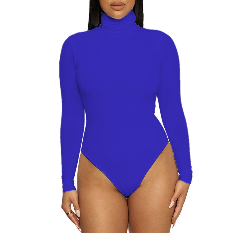 Autumn Winter Base Base Women Clothing Simple Turtleneck Long Sleeve Slim Bodysuit Bodysuit