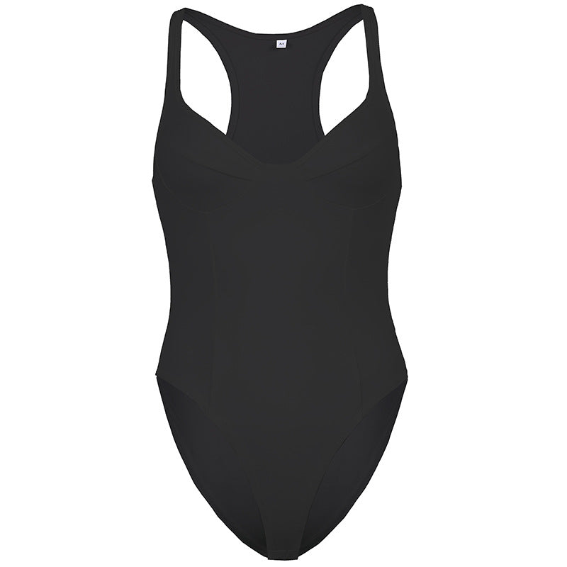 V neck Jumpsuit Women Sleeveless T shirt Bottoming Top