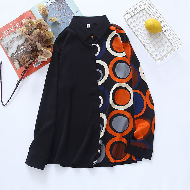 Women Spring Fall Casual Office Regular Long Sleeve Geometric Shirts