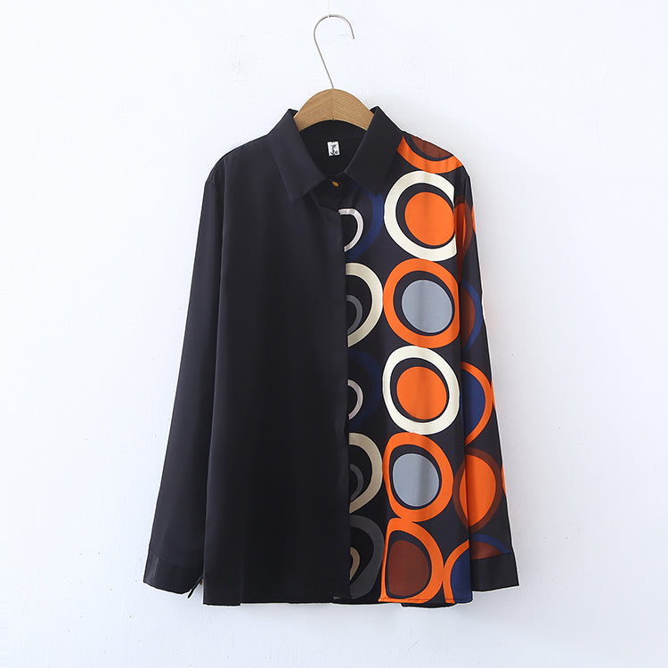 Women Spring Fall Casual Office Regular Long Sleeve Geometric Shirts