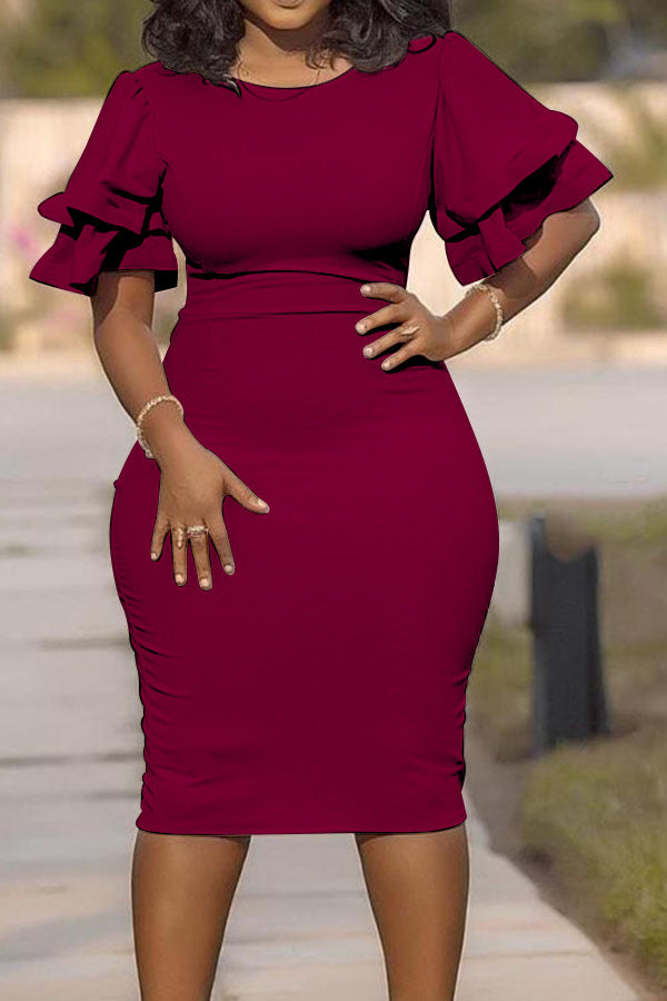 Plus Size Popular Office Slim Fit Patchwork One Step Skirt Dress