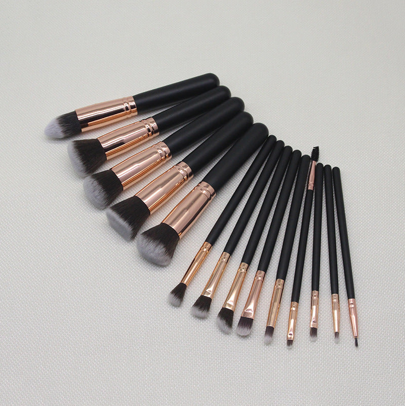 14 Makeup Brush Set Rose Gold Novice Makeup Brush Loose Powder Brush Wooden Handle Makeup Brush