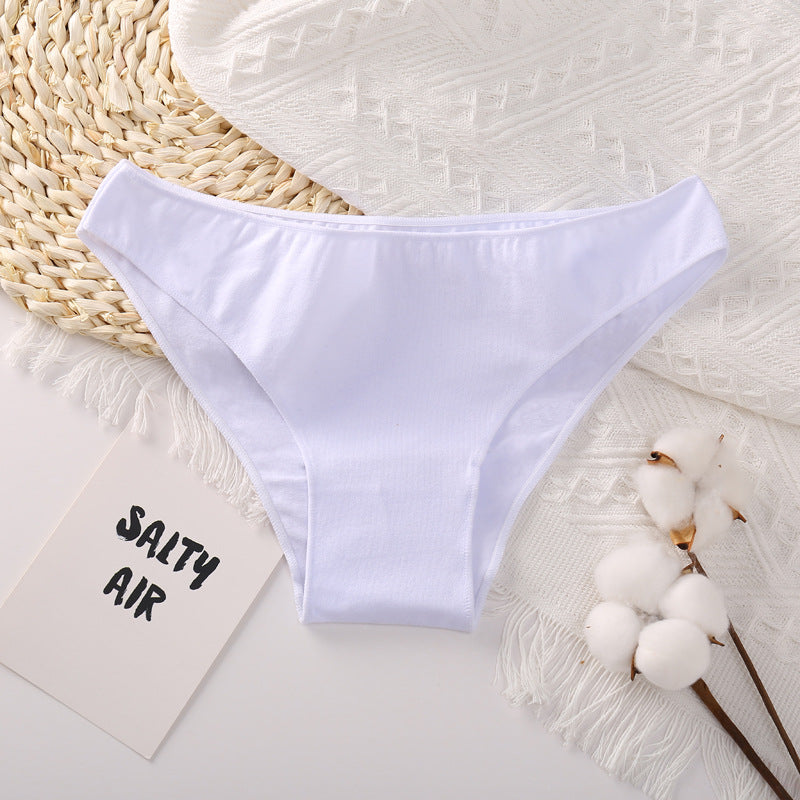 Women's Solid Color Cotton Briefs