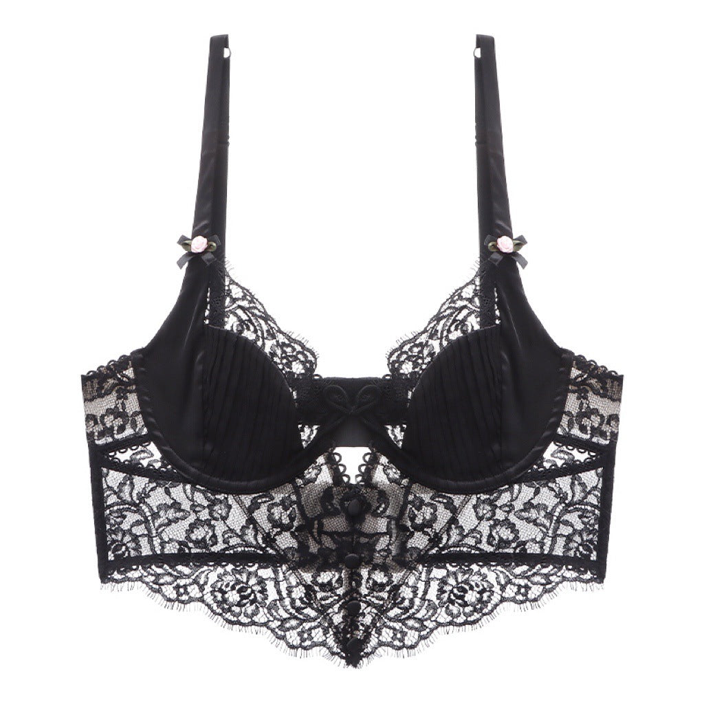-Women Body Shaping Thin Push up Hollow Out Cutout Long Back Bra
