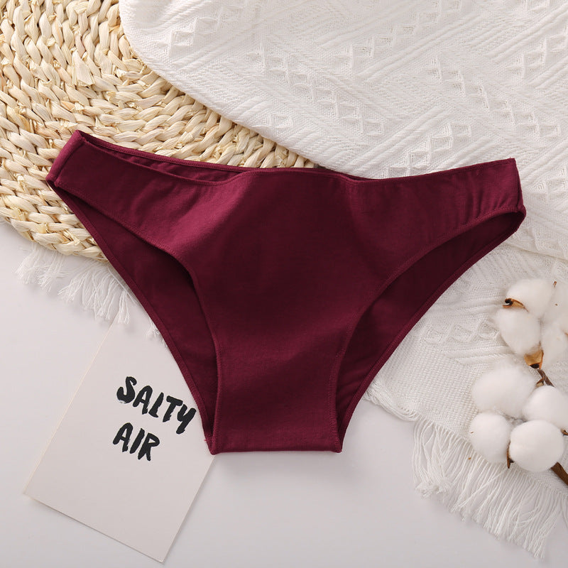 Women's Solid Color Cotton Briefs