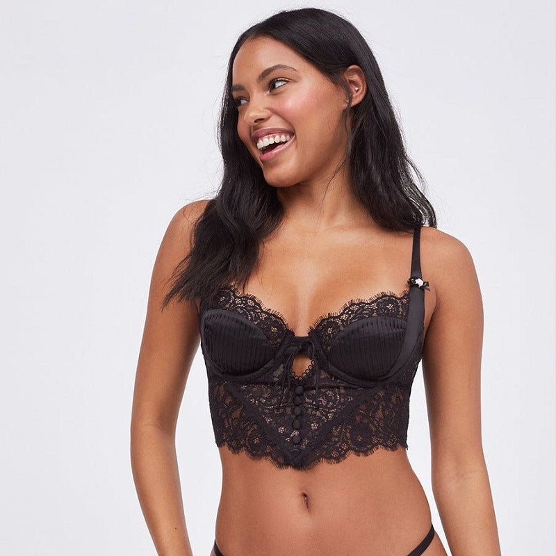 -Women Body Shaping Thin Push up Hollow Out Cutout Long Back Bra
