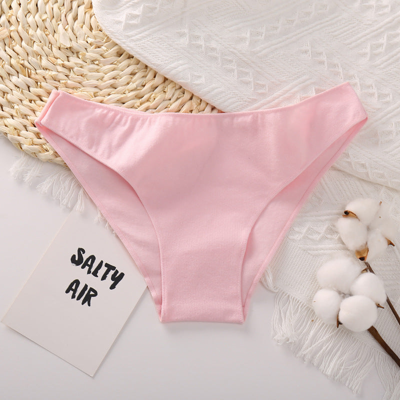 Women's Solid Color Cotton Briefs