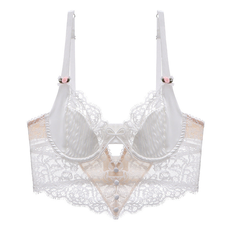 -Women Body Shaping Thin Push up Hollow Out Cutout Long Back Bra