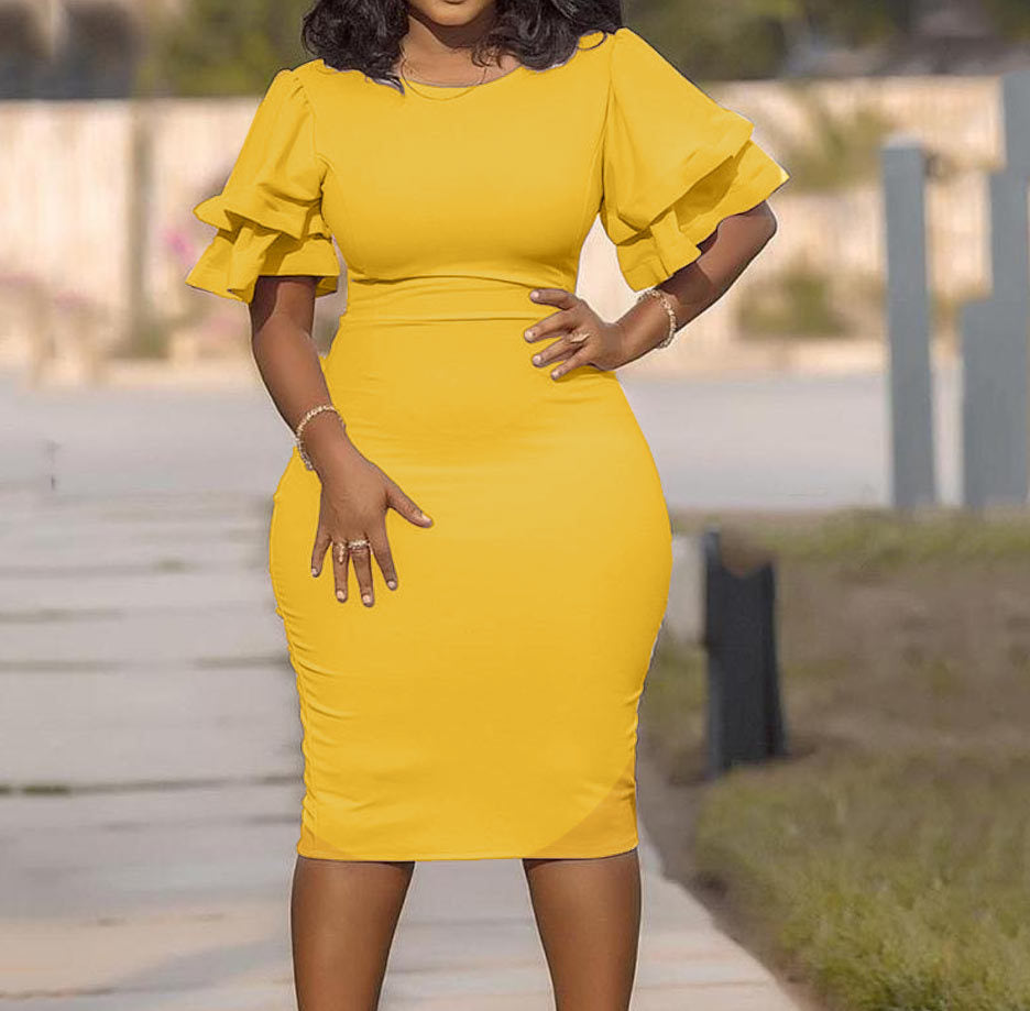Plus Size Popular Office Slim Fit Patchwork One Step Skirt Dress