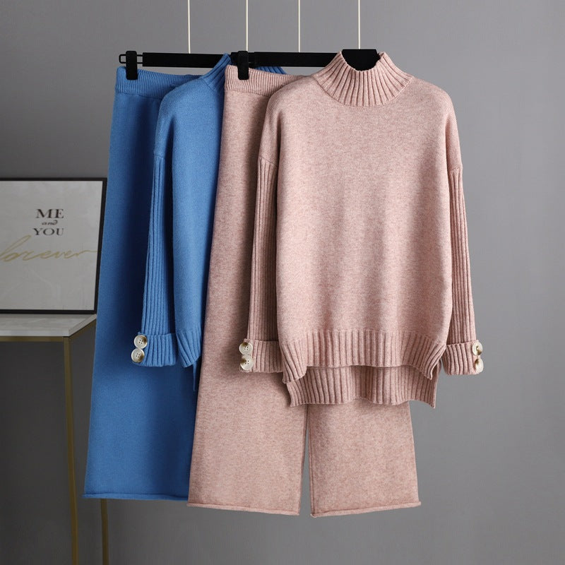 Autumn Winter Knitting Suit Women Trendy Loose two piece set