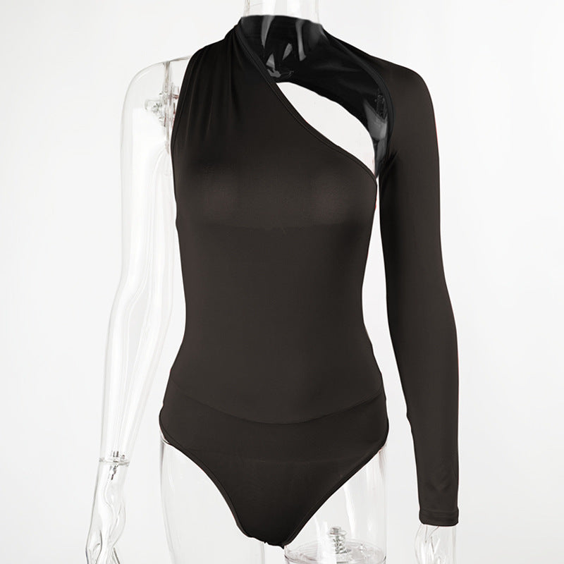 Fall Winter Women Clothing Sexy Backless Halter Long Sleeve Tight Bodysuit Women Bodysuit