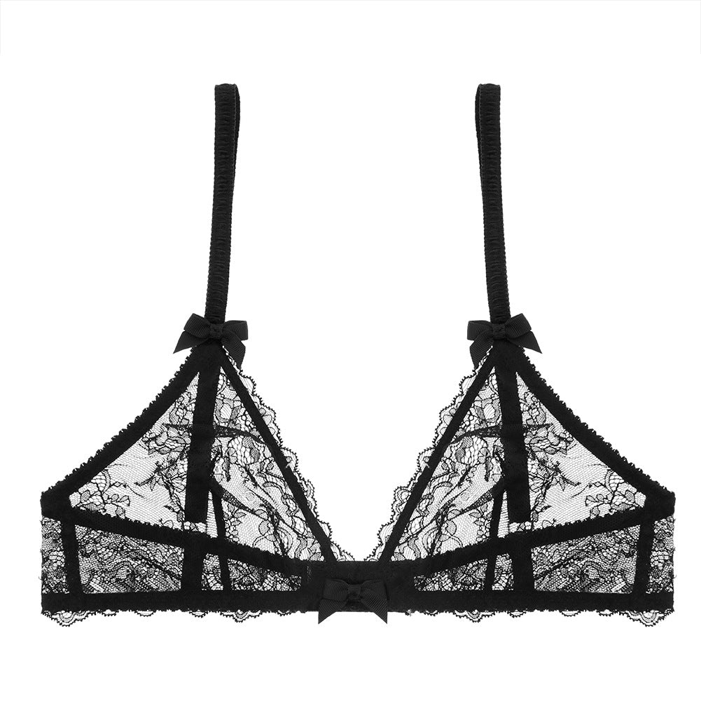 Summer Sexy Comfortable Lace Wireless Triangle Cup Thin Bra Small Breasts Push up Bra