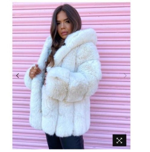 Faux Fur Faux Fur Coat Womens Clothing Mid-Length Stitching Spot