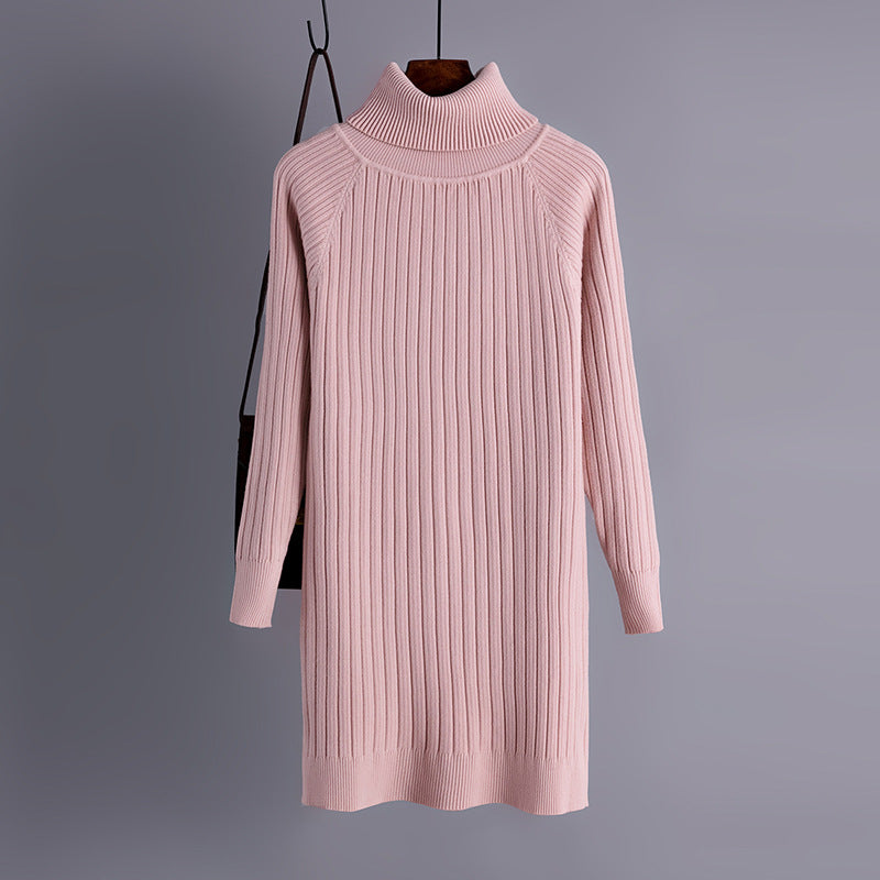 Pullover Women Long Sleeve High Neck Thickened Sweater Solid Color Slim Fit Warm Bottoming Shirt