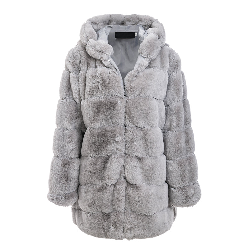 Fur Coat Women Winter Grey Jacket Coat Women Plus Size Warm Long Casual Outerwear Overcoat
