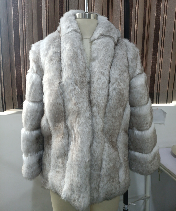 Faux Fur Faux Fur Coat Womens Clothing Mid-Length Stitching Spot
