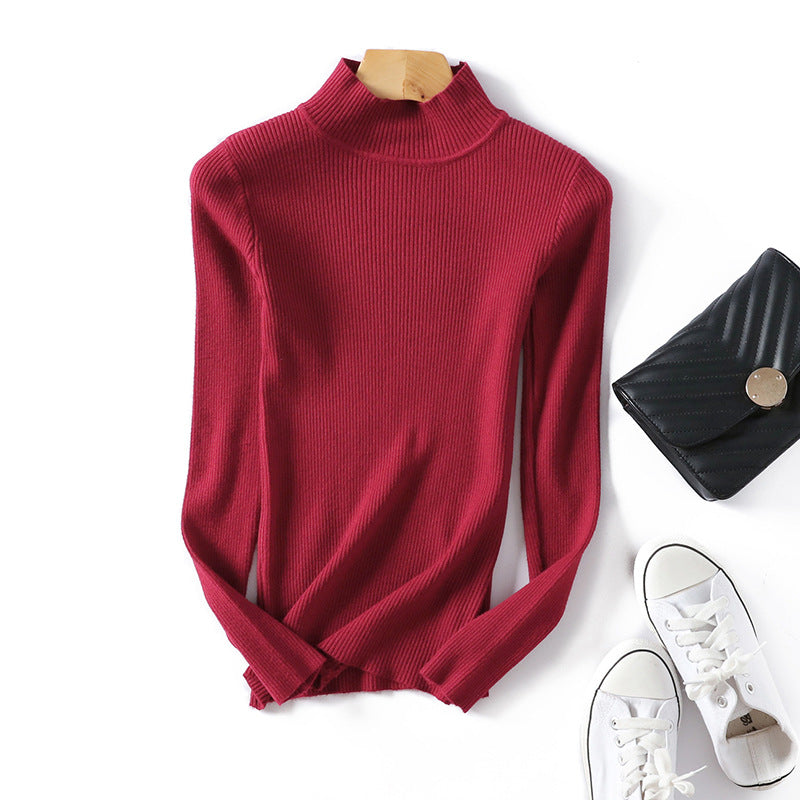 Mock Neck Sweater Sweaters Women Slim Fit Pullover Knitted Bottoming Shirt