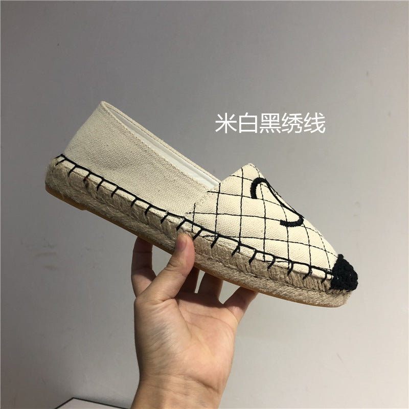 Shoes Women's 2021 New Flat-bottomed Single Shoes Straw Woven Slip-on Shoes Loafers Women's Shoes