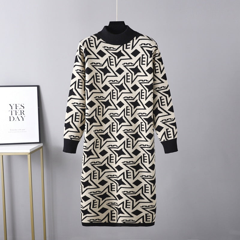 Autumn Winter Match Coat Base Knitted Dress Women Inner Wear Sweater