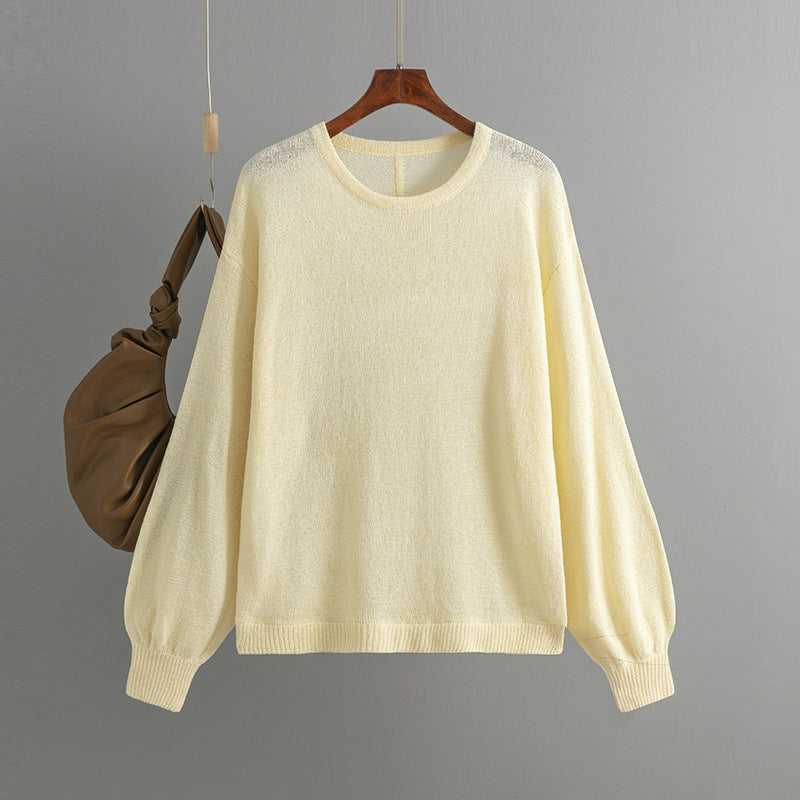 Winter Women Clothes round Neck Knitwear Solid Color Loose Pullover
