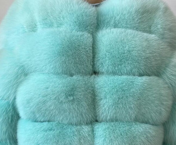 Autumn Winter Faux Fur Women Hooded Mid-Length Slim Fit Fox Fur Fur Coat Women