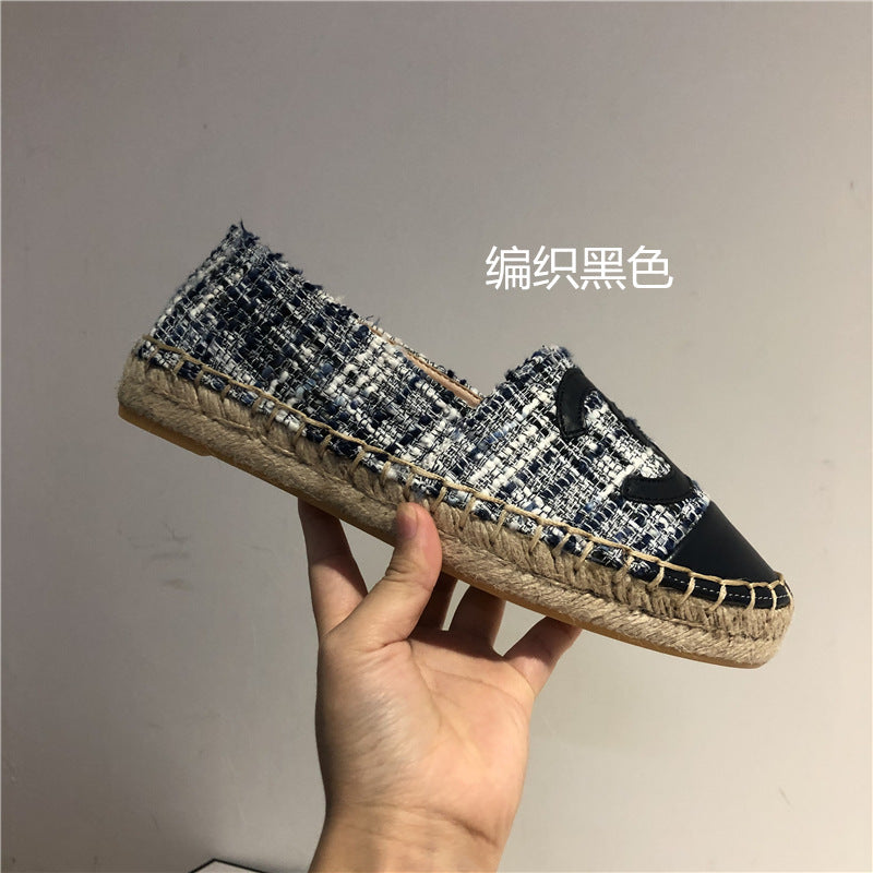 Shoes Women's 2021 New Flat-bottomed Single Shoes Straw Woven Slip-on Shoes Loafers Women's Shoes