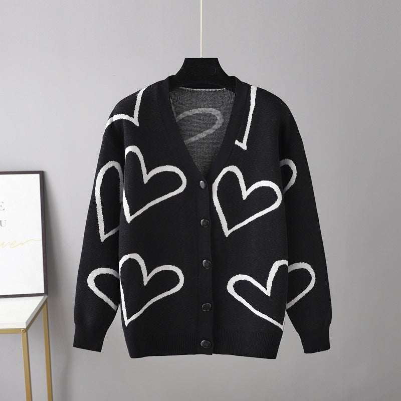 Autumn Winter Women Clothing Knitwear Sweater Love Short Cardigan Coat