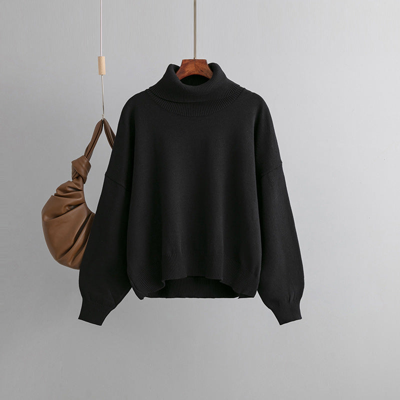 Autumn Winter Popular High Collar Loose Knitwear Sweater Women