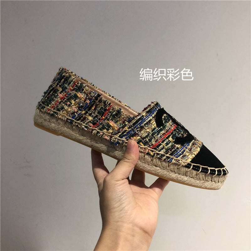 Shoes Women's 2021 New Flat-bottomed Single Shoes Straw Woven Slip-on Shoes Loafers Women's Shoes