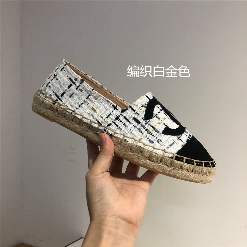 Shoes Women's 2021 New Flat-bottomed Single Shoes Straw Woven Slip-on Shoes Loafers Women's Shoes