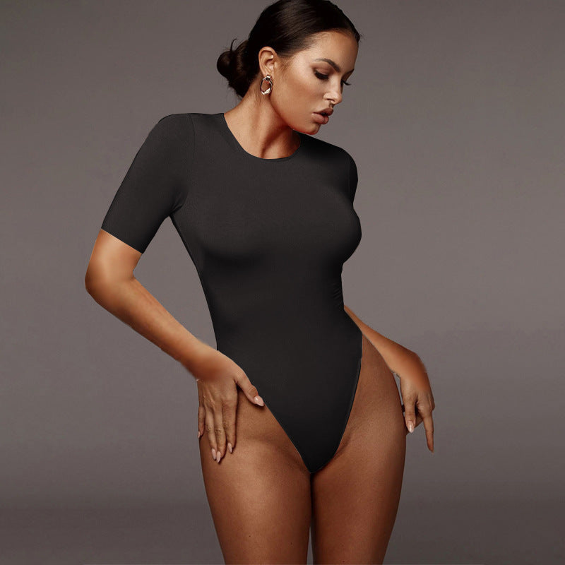 Summer Women Clothing Casual Half-Sleeve Base Top Tight Sexy Bodysuit