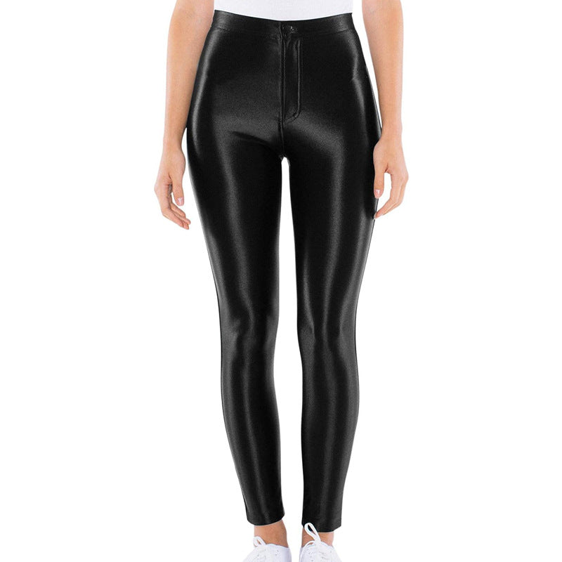 Metallic Leather Pants Shiny Patent Leather Body Shaping Belly Contraction Hip Lifting Pants