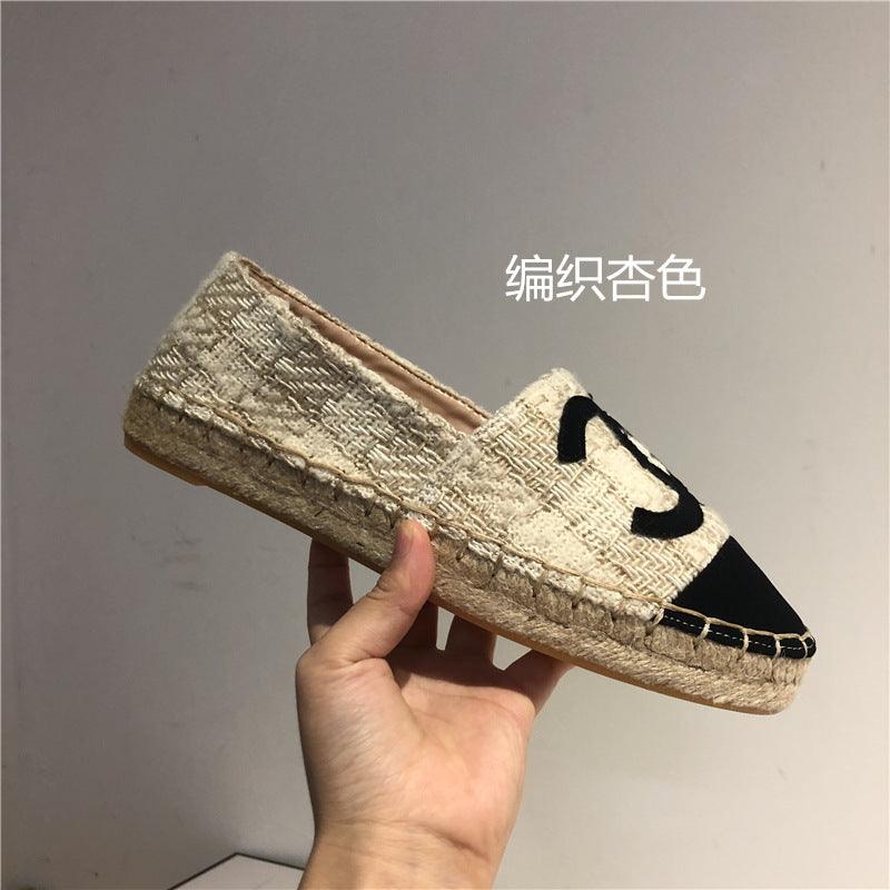 Shoes Women's 2021 New Flat-bottomed Single Shoes Straw Woven Slip-on Shoes Loafers Women's Shoes