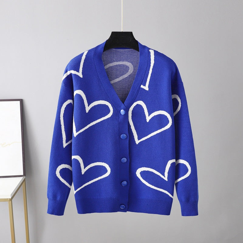 Autumn Winter Women Clothing Knitwear Sweater Love Short Cardigan Coat