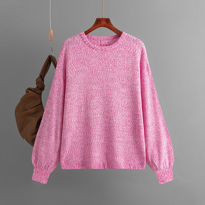 Winter Women Clothes round Neck Knitwear Solid Color Loose Pullover