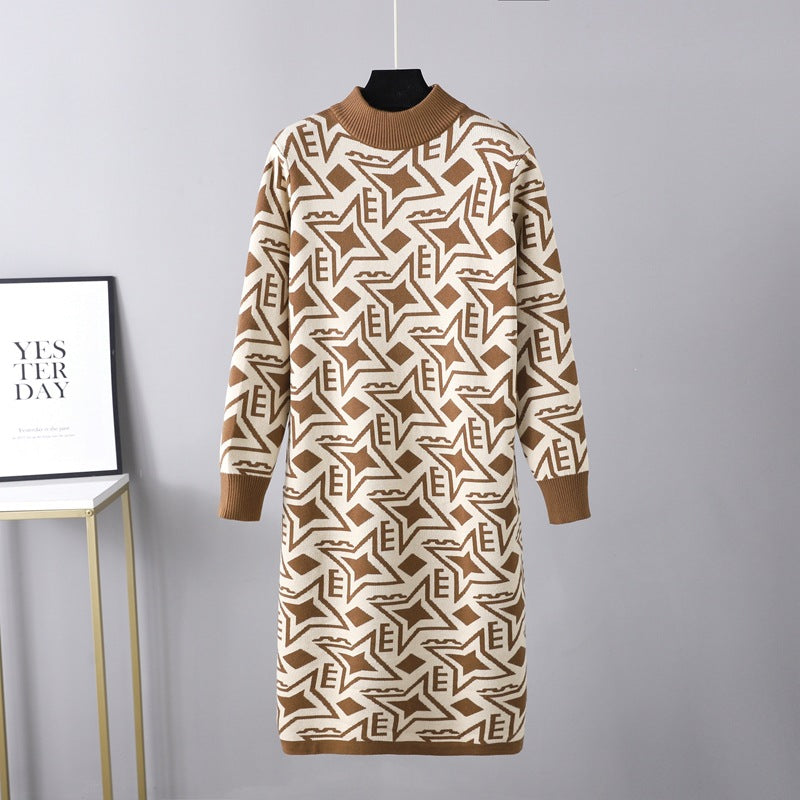 Autumn Winter Match Coat Base Knitted Dress Women Inner Wear Sweater