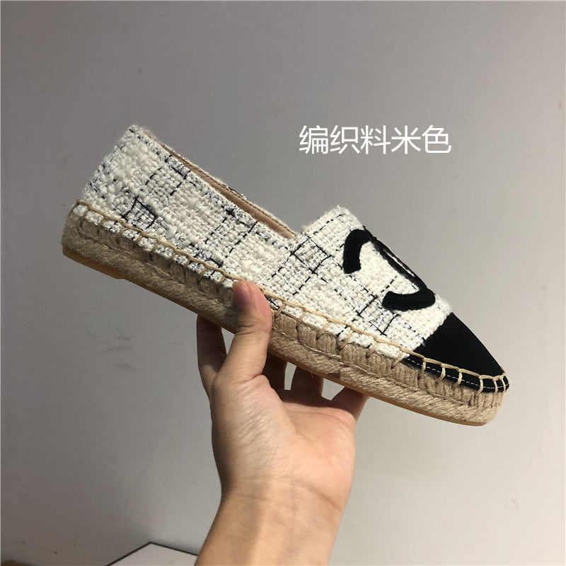 Shoes Women's 2021 New Flat-bottomed Single Shoes Straw Woven Slip-on Shoes Loafers Women's Shoes