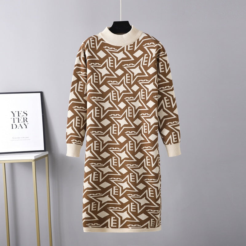 Autumn Winter Match Coat Base Knitted Dress Women Inner Wear Sweater