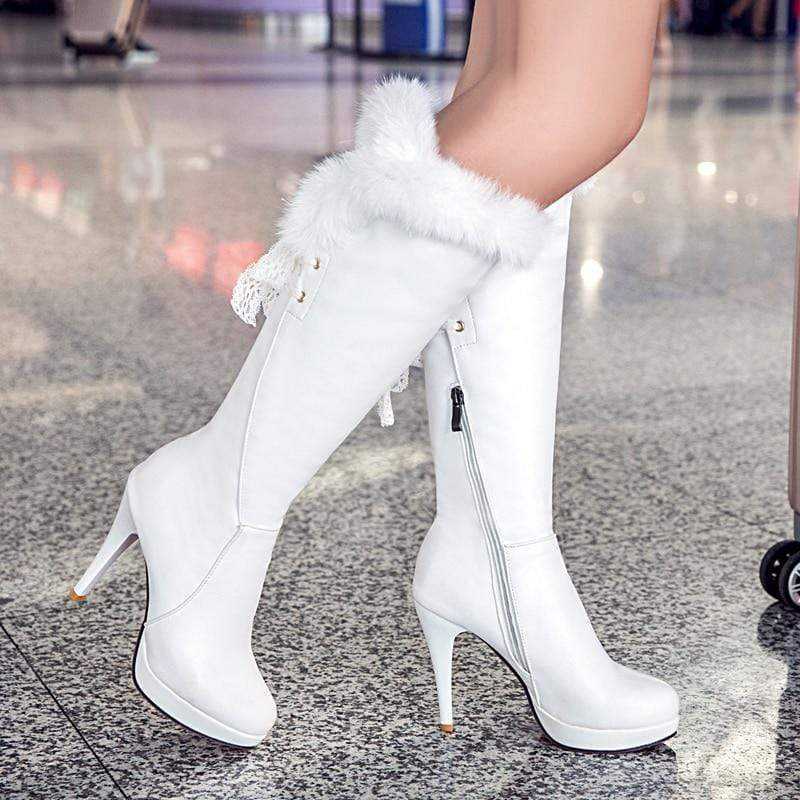 New women's round toe stiletto heel side zipper boots
