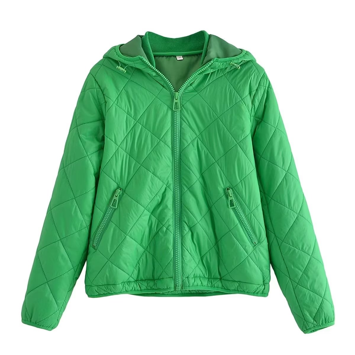 Fall Women Clothing Hooded Quilted Cotton-Padded Jacket Loose Jacket Coat
