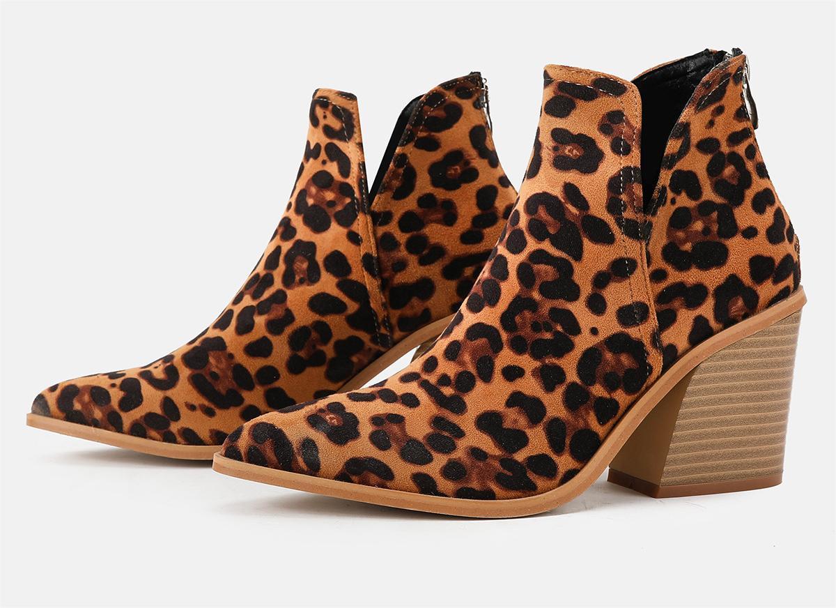 Leopard Print Short Boots for Women