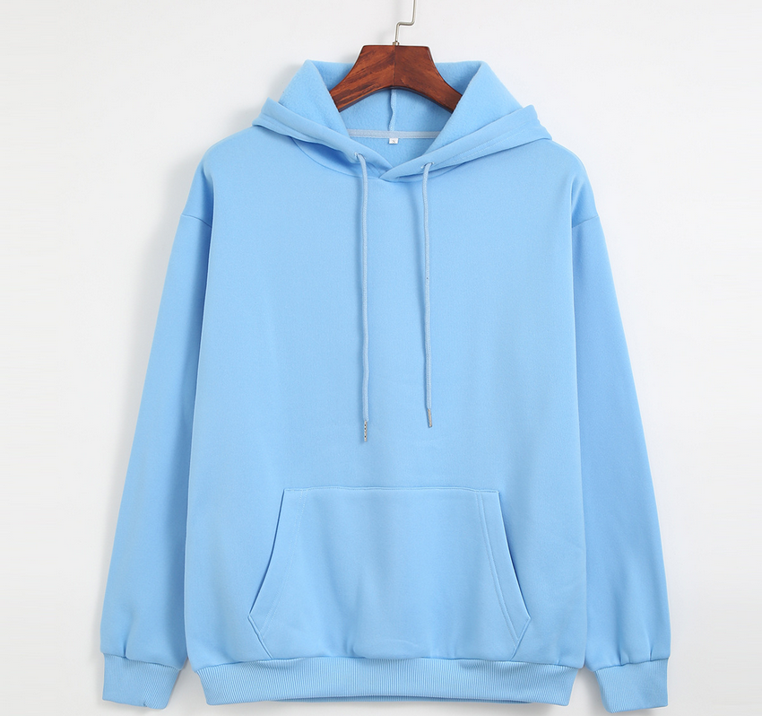 Spring Autumn Thickened Fleece Lined Solid Color  Women  Hooded  Sports Thin Section Loose Trendy Women Hoodie