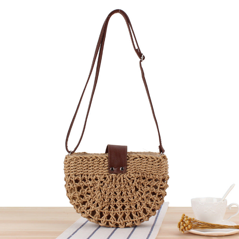 Casual Shoulder Hand-Woven Bag Hollow Out Cutout