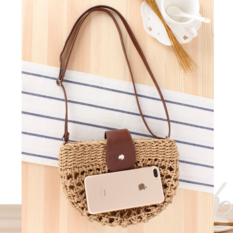 Casual Shoulder Hand-Woven Bag Hollow Out Cutout