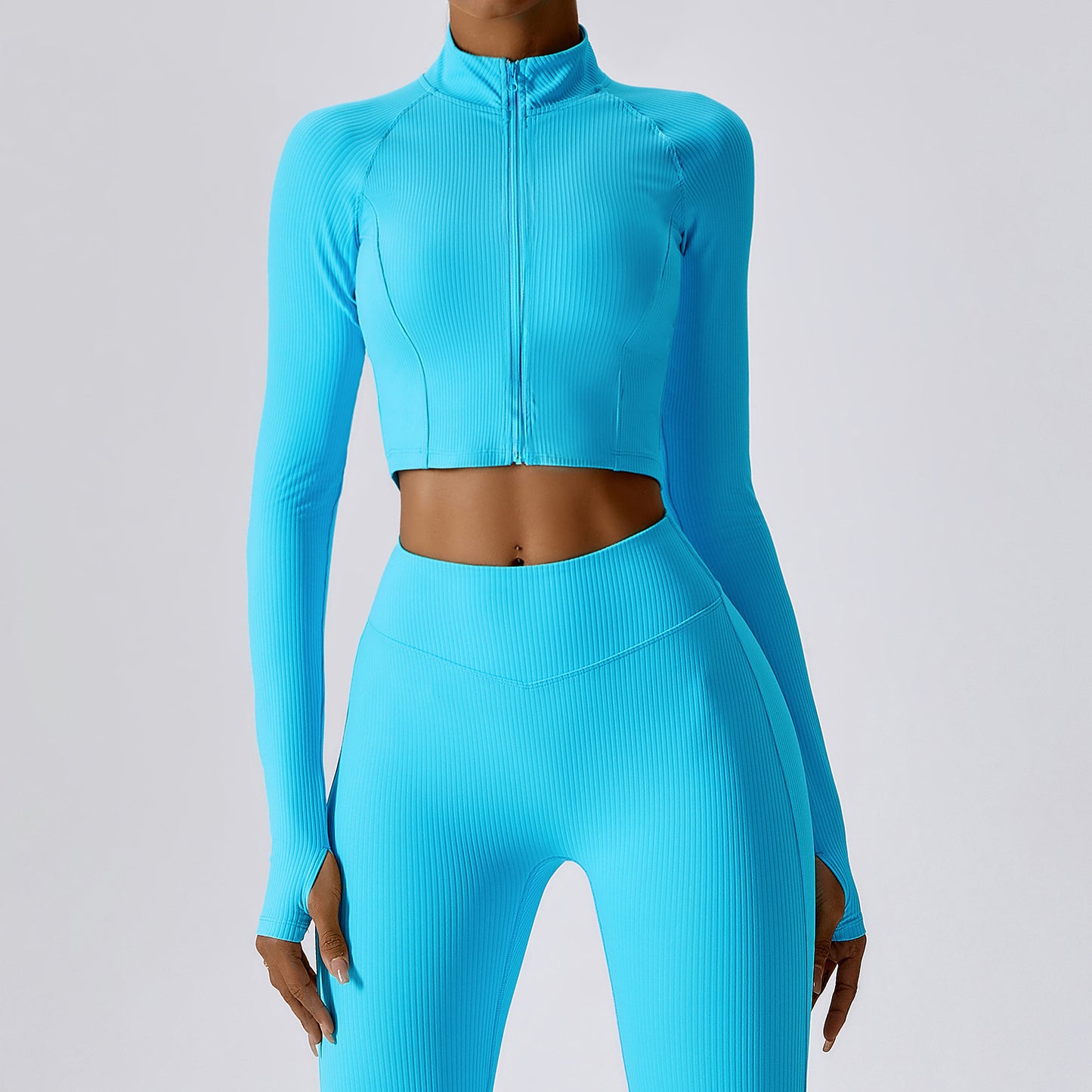 Long Sleeved Yoga Coat Thread Zipper Workout Clothes Top Women Running Exercise Coat