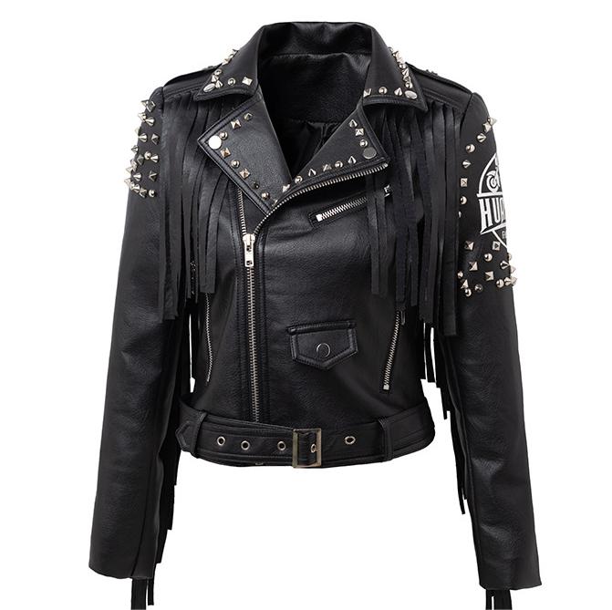 Personality Rivet Tassel Harley Motorcycle Leather Jacket Coat